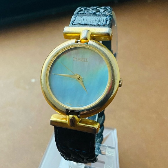 Fossil Accessories - Vintage 1980s Fossil Blue Mother-of-Pearl Dial Watch